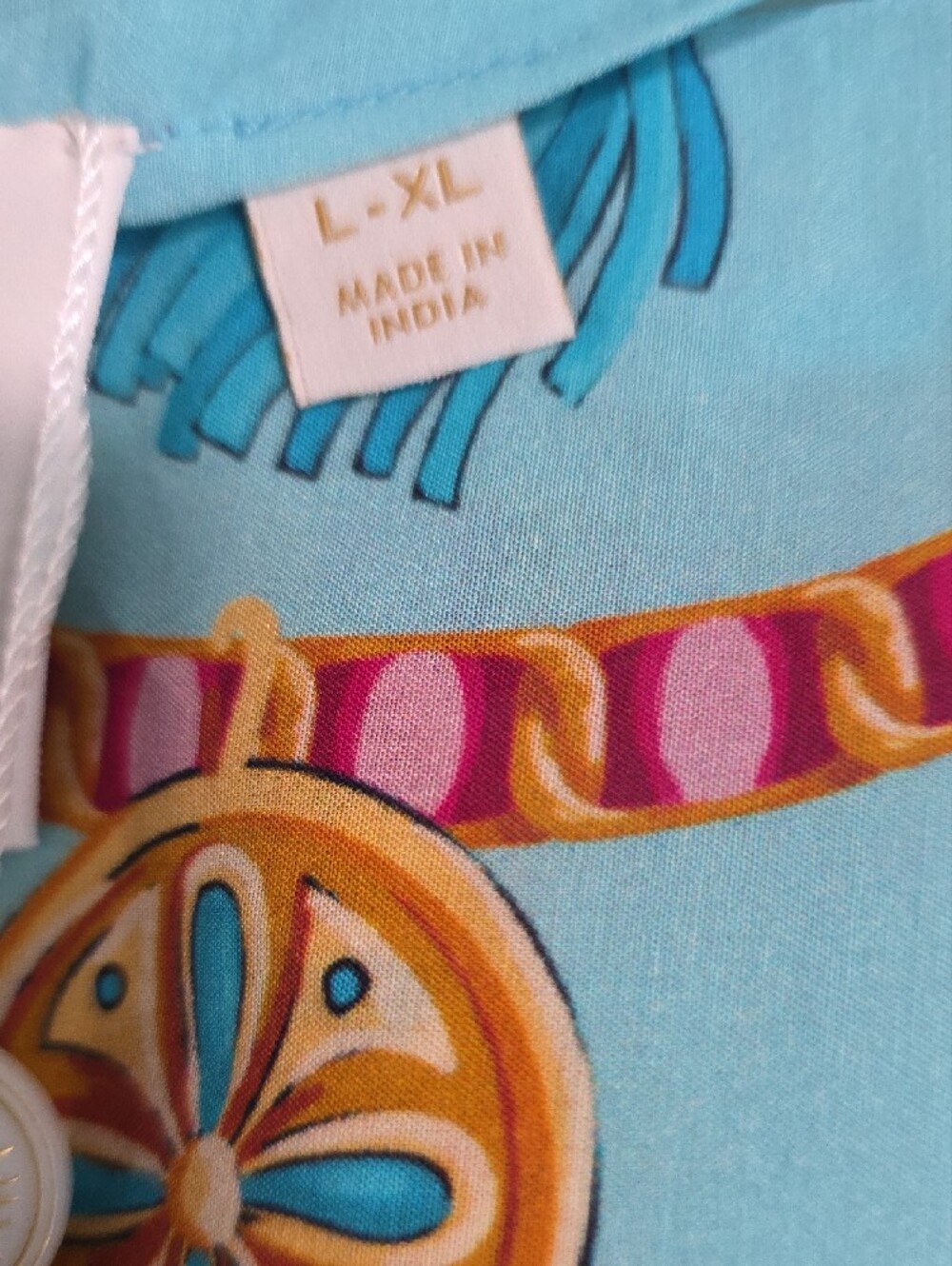 NWT Nicoblu Tunic 100% Viscose Silk-Feel Blue & Orange - Picture 7 of 7